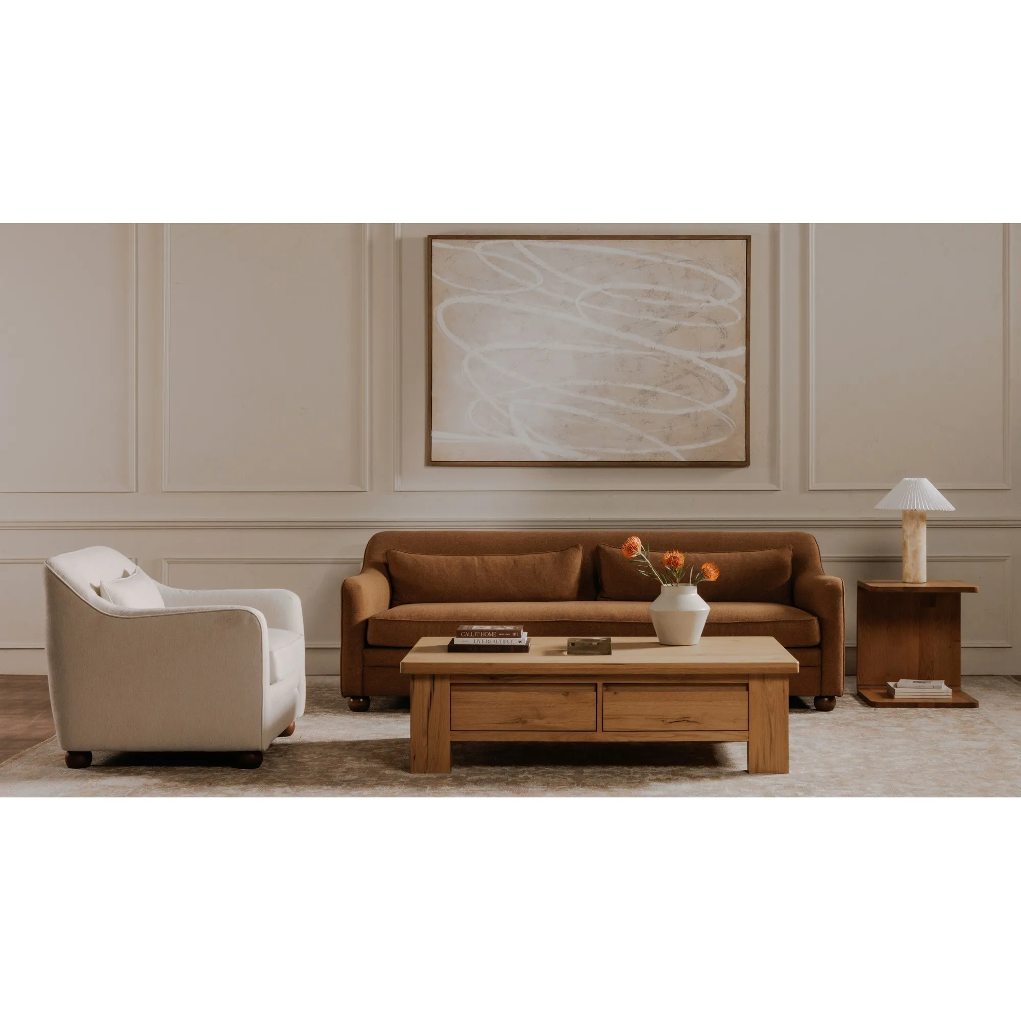 Anissa 92" Sofa - Rust, Performance Fabric