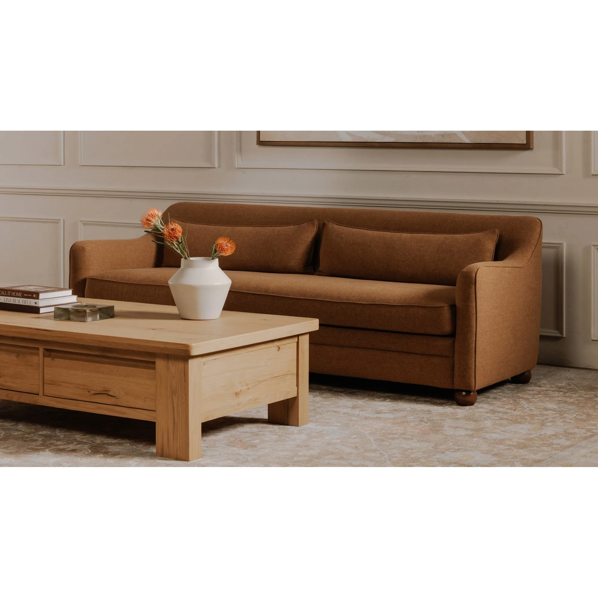 Anissa 92" Sofa - Rust, Performance Fabric