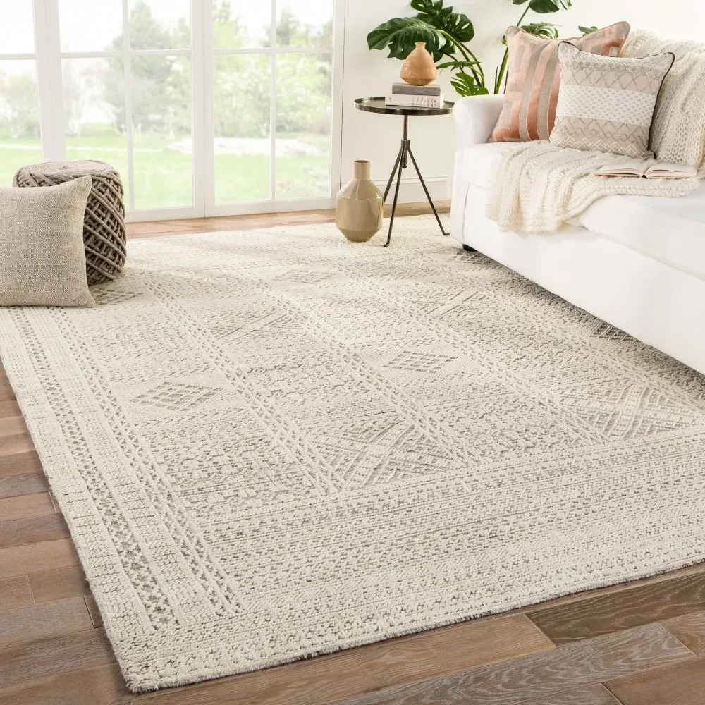 Anitta Global Hand Knotted Rug - White, Wool