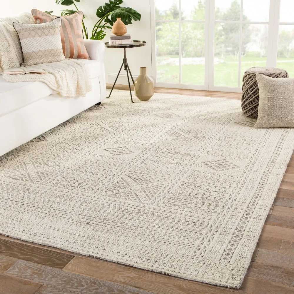 Anitta Global Hand Knotted Rug - White, Wool
