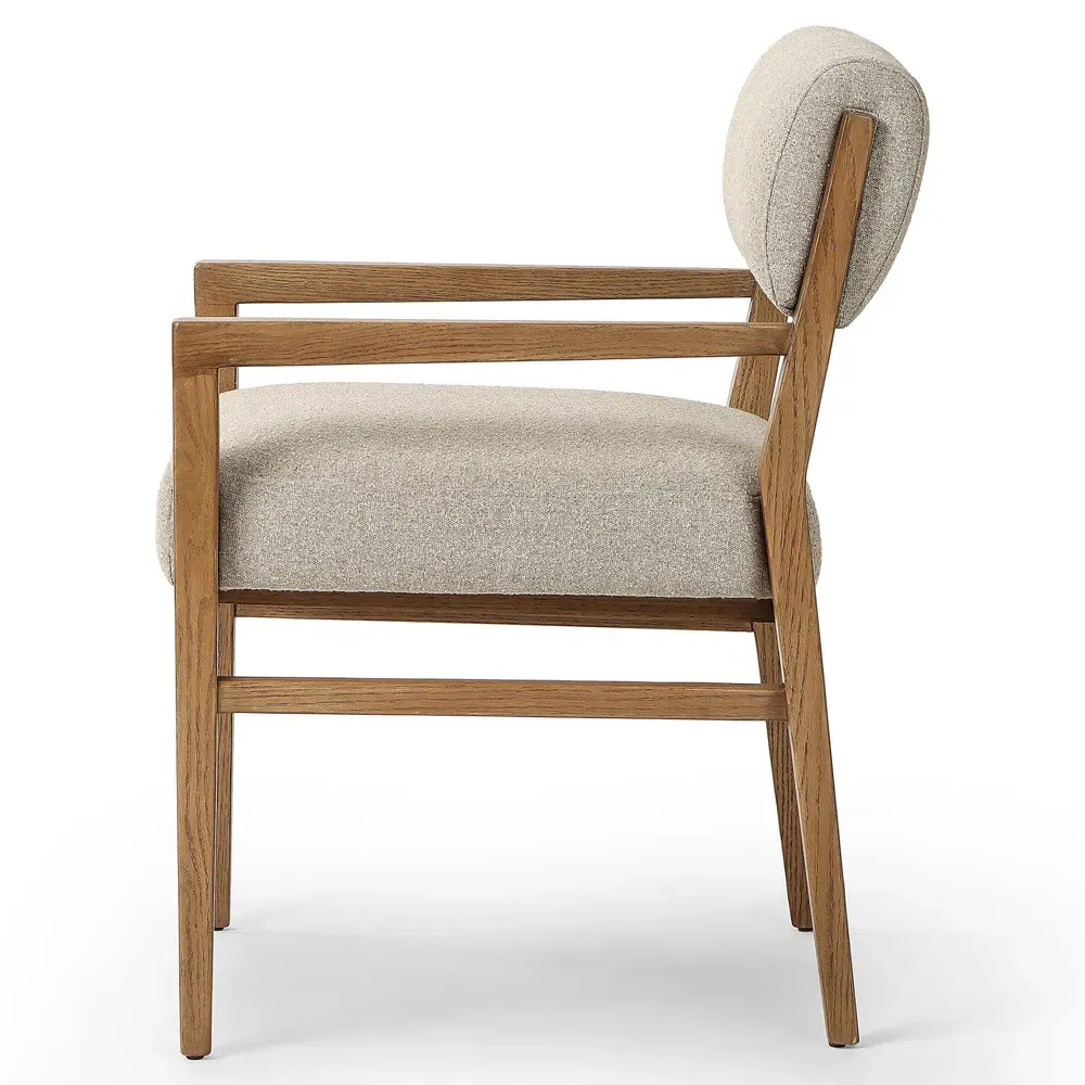 Anna Dining Arm Chair - Beige, Oak