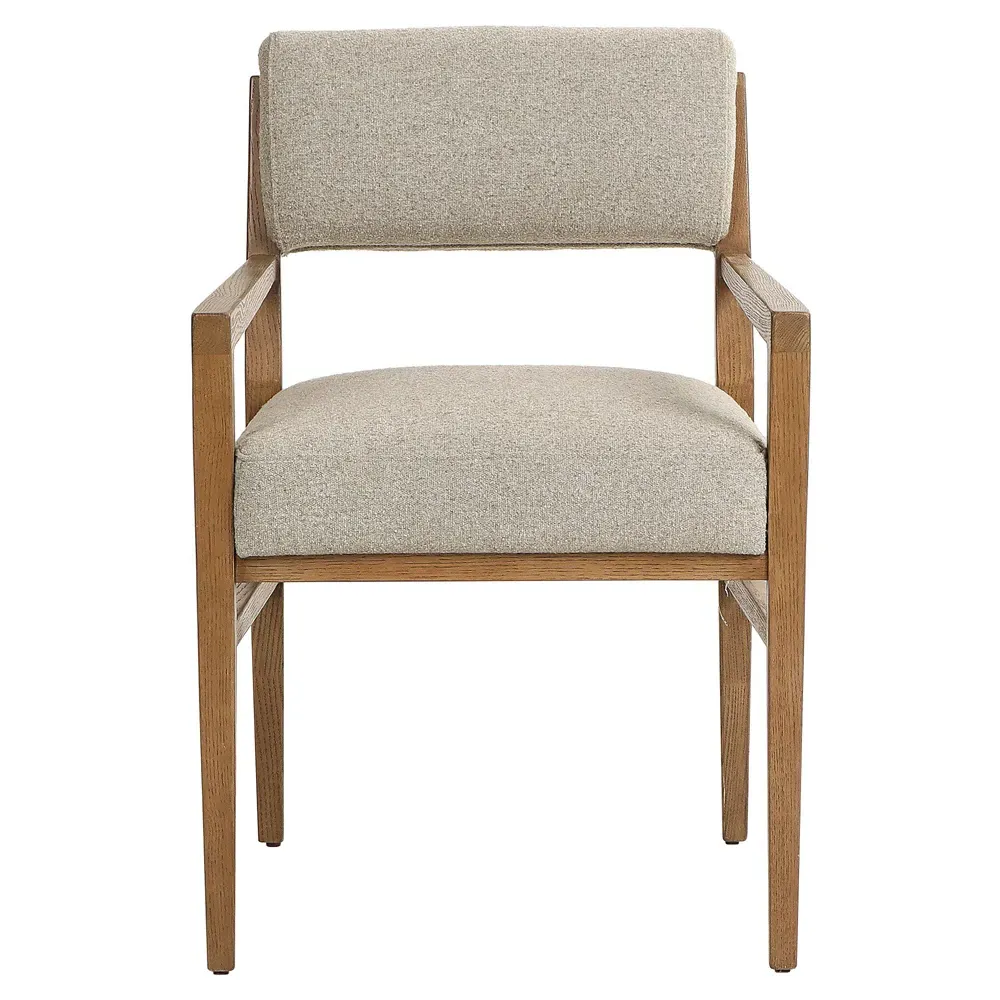 Anna Dining Arm Chair - Beige, Oak
