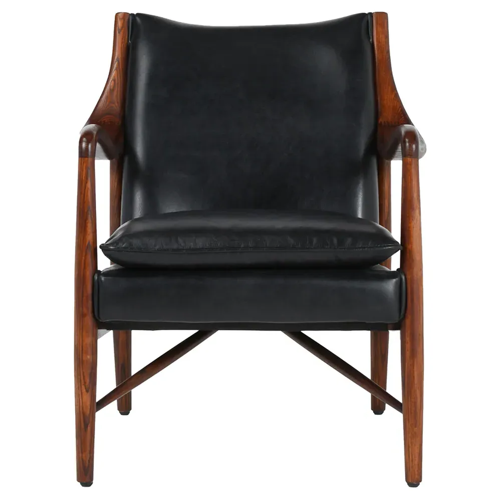 Annah Club Chair - Black, Leather