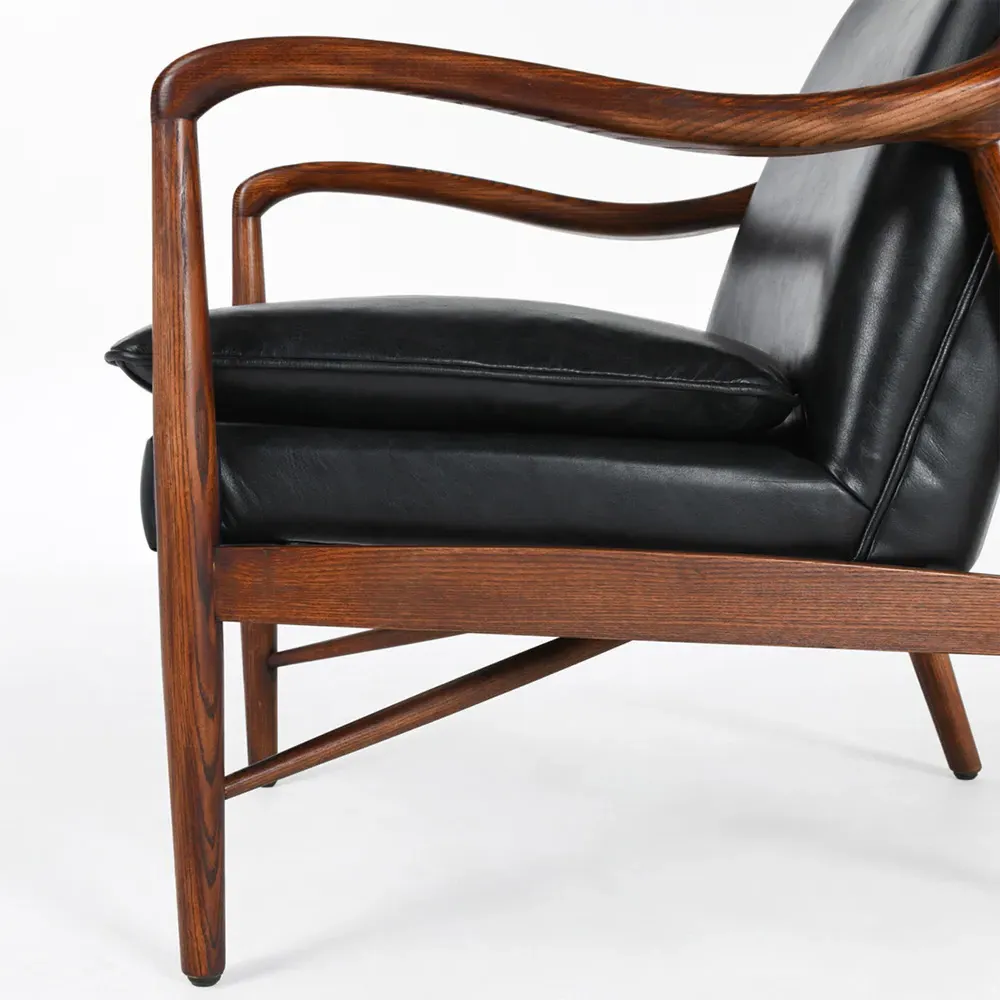 Annah Club Chair - Black, Leather
