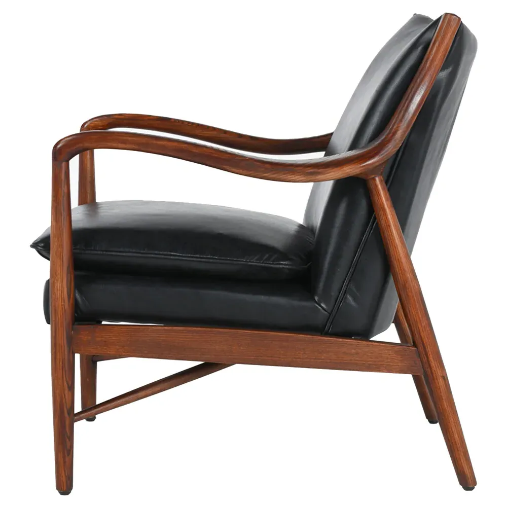 Annah Club Chair - Black, Leather