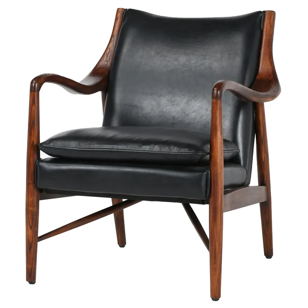 Annah Club Chair - Black, Leather image