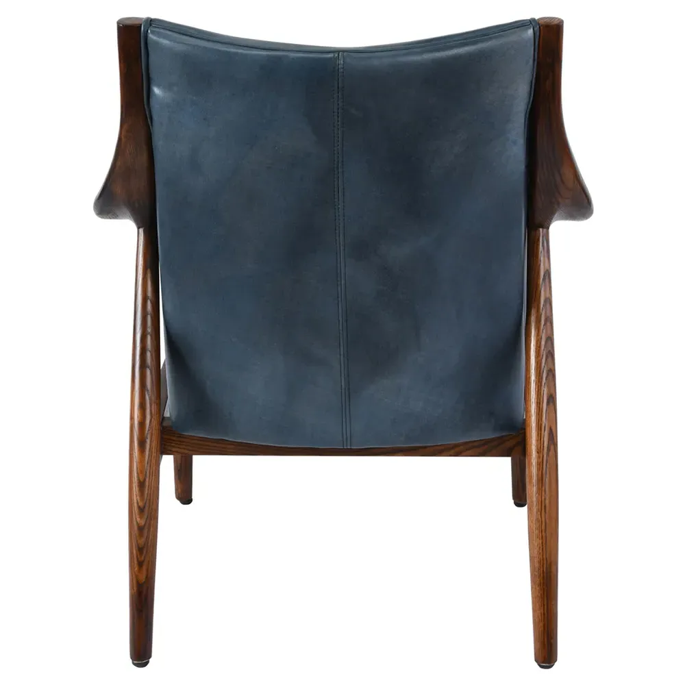 Annah Club Chair - Blue, Leather