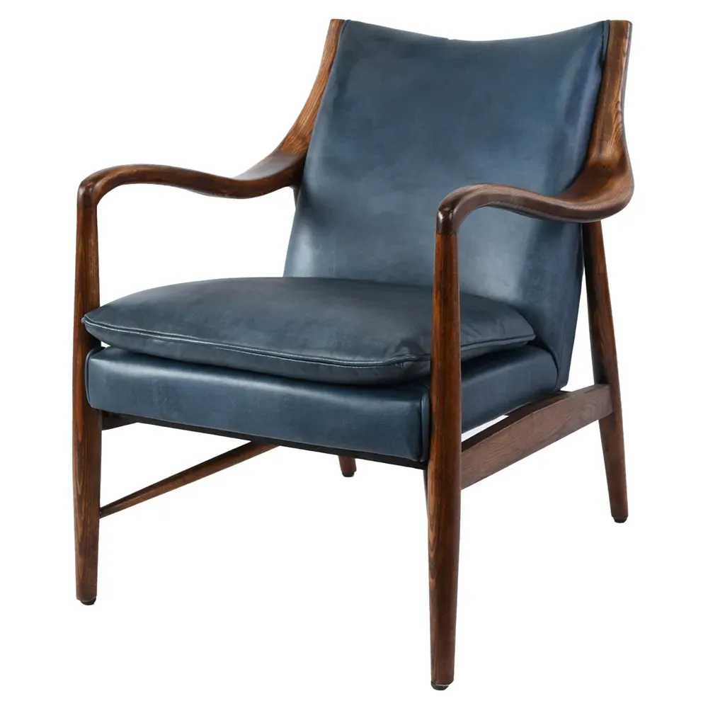 Annah Club Chair - Blue, Leather