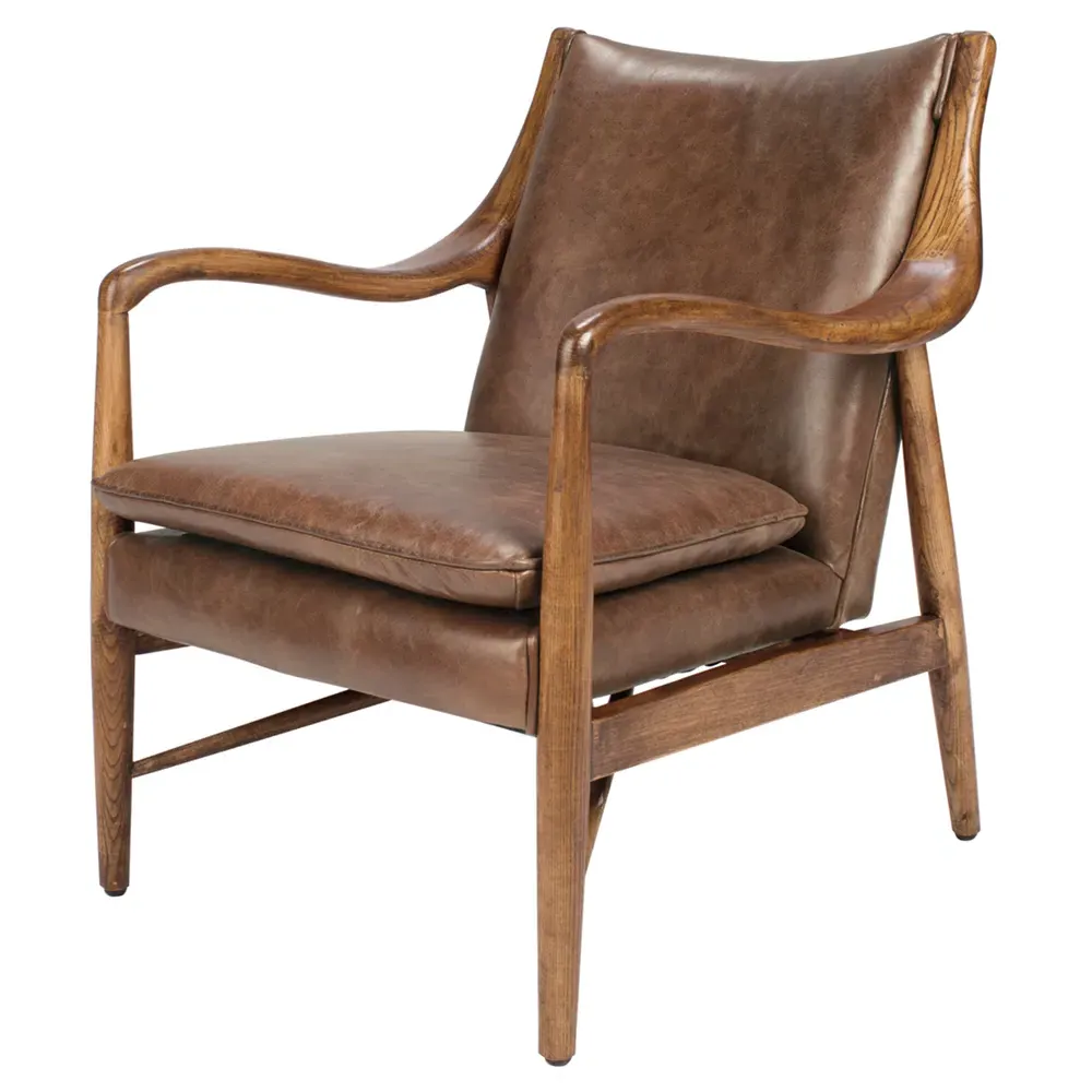 Annah Club Chair - Brown, Leather