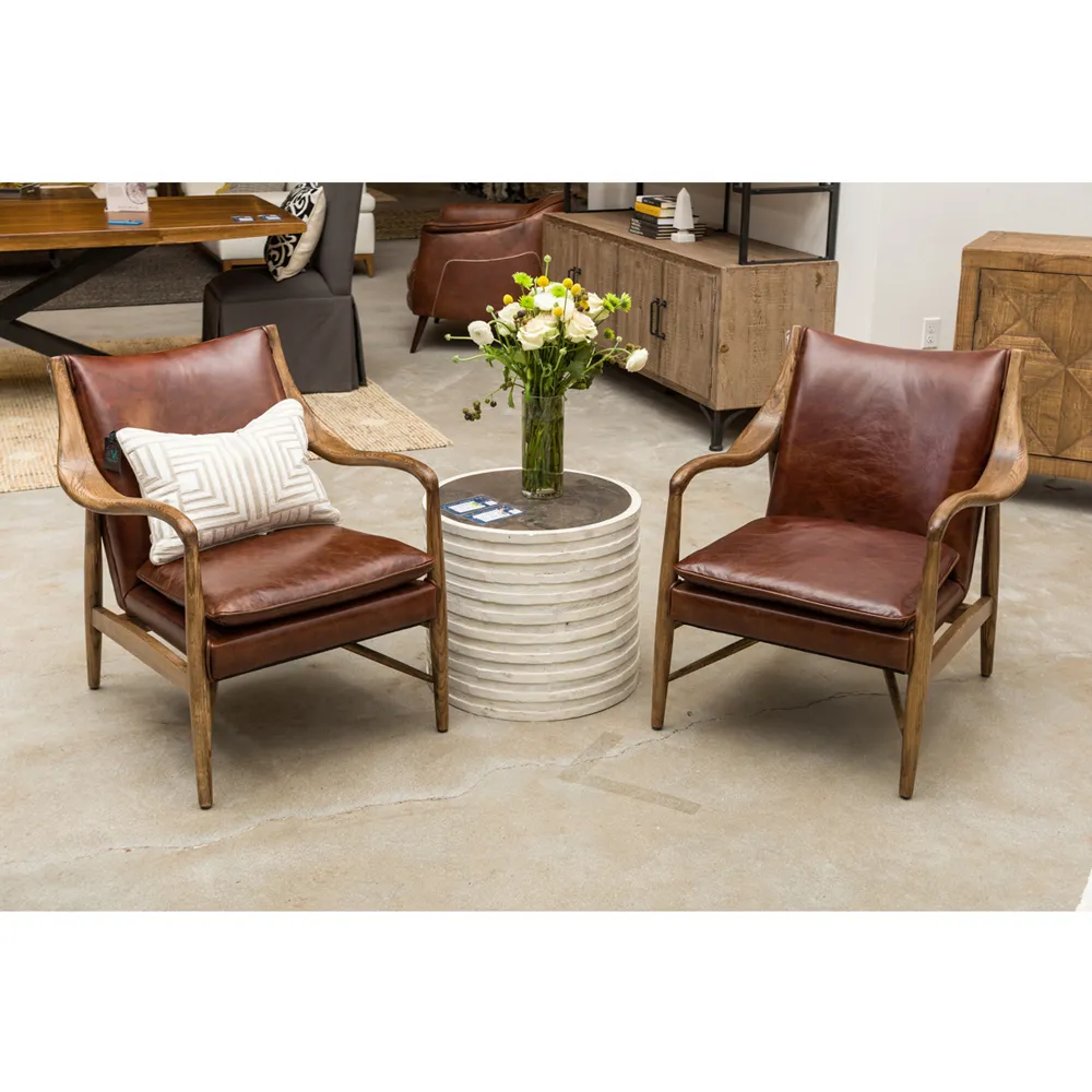 Annah Club Chair - Brown, Leather