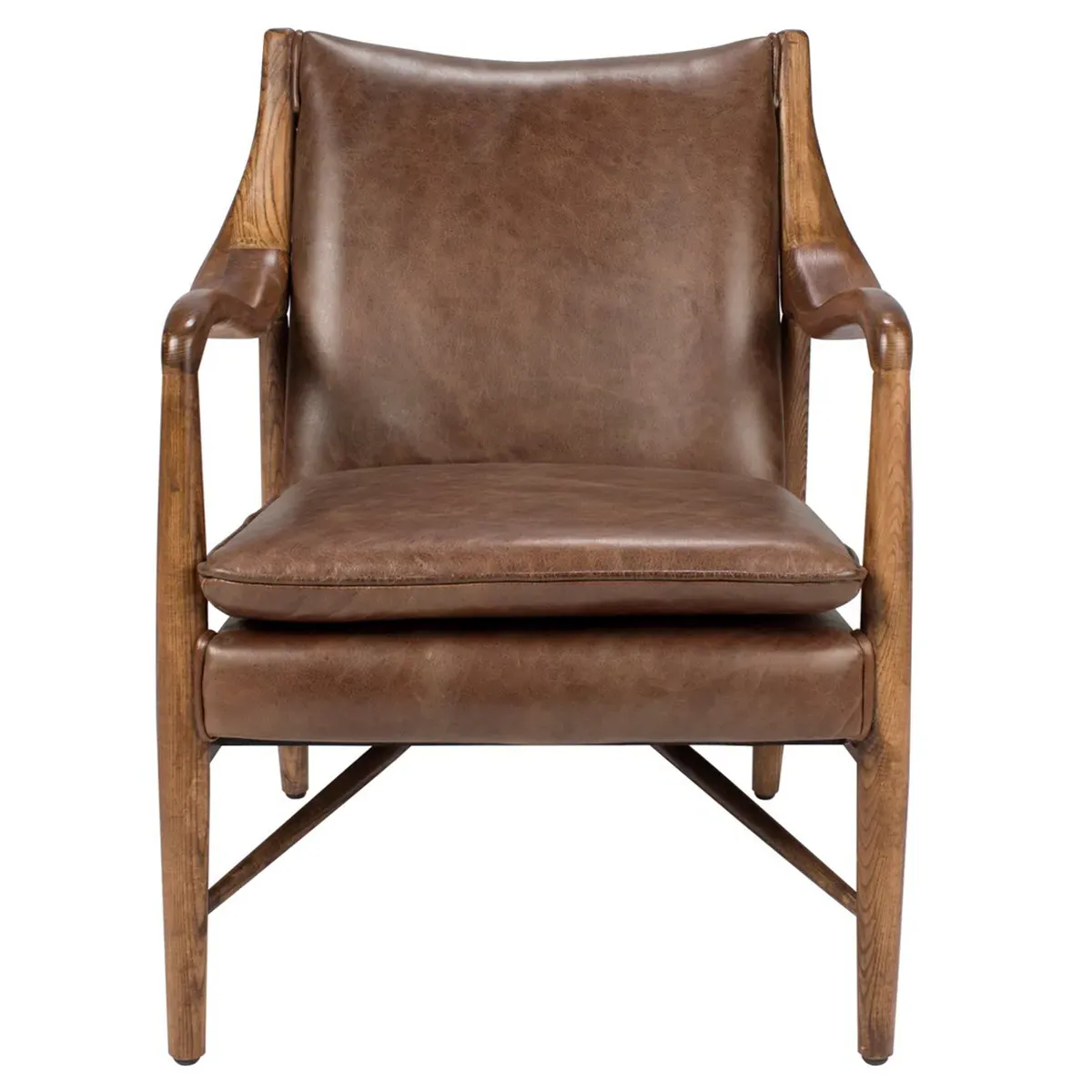 Annah Club Chair - Brown, Leather