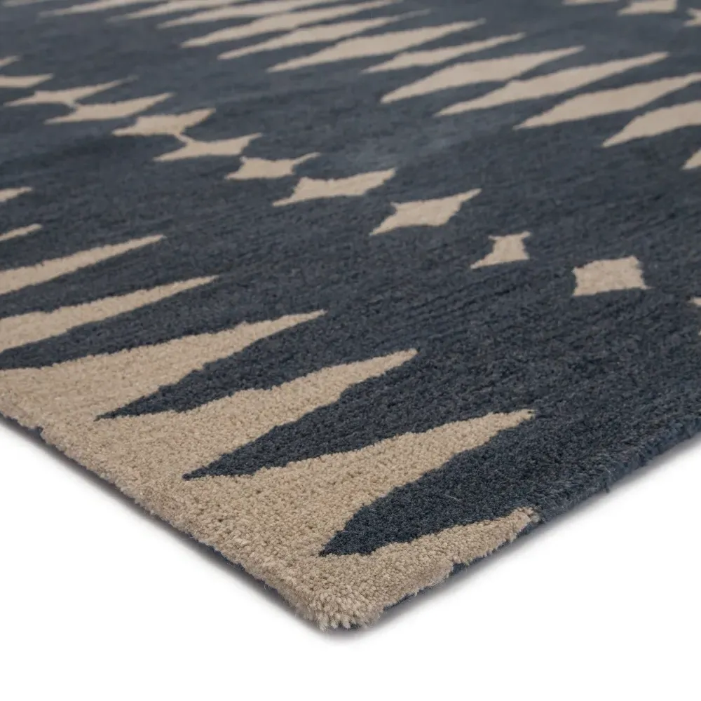 Annalise Geometric Patterned Rug - Blue, Wool