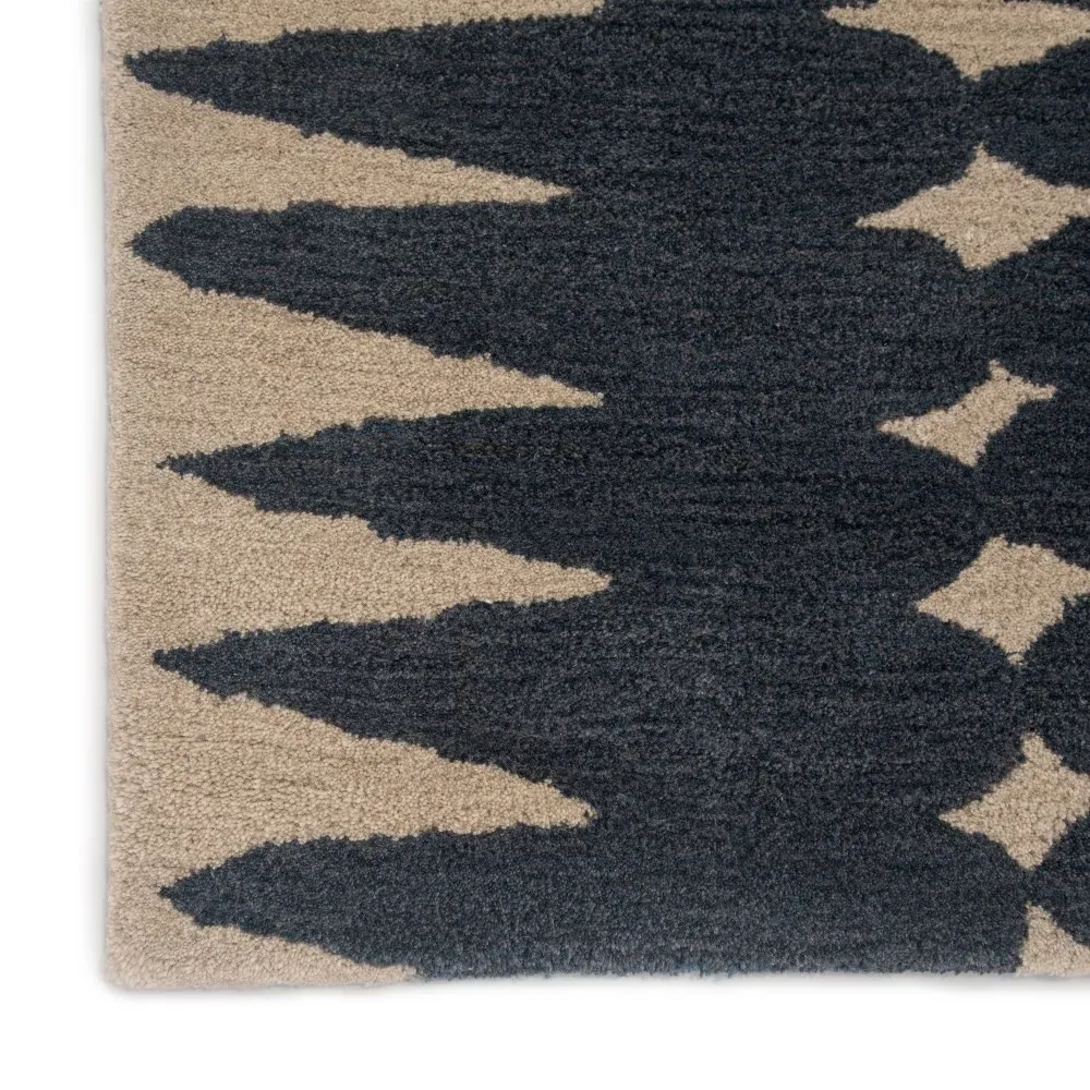 Annalise Geometric Patterned Rug - Blue, Wool