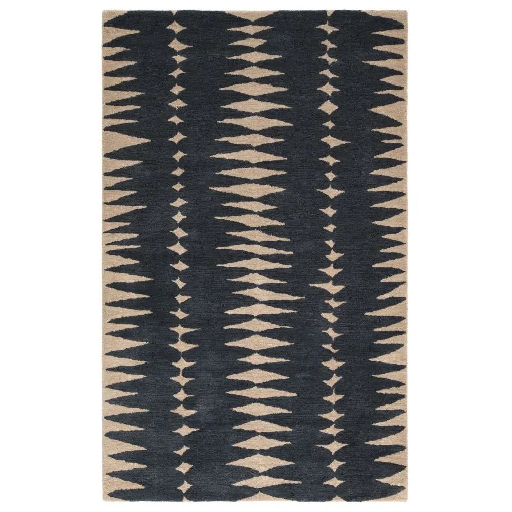 Annalise Geometric Patterned Rug - Blue, Wool image