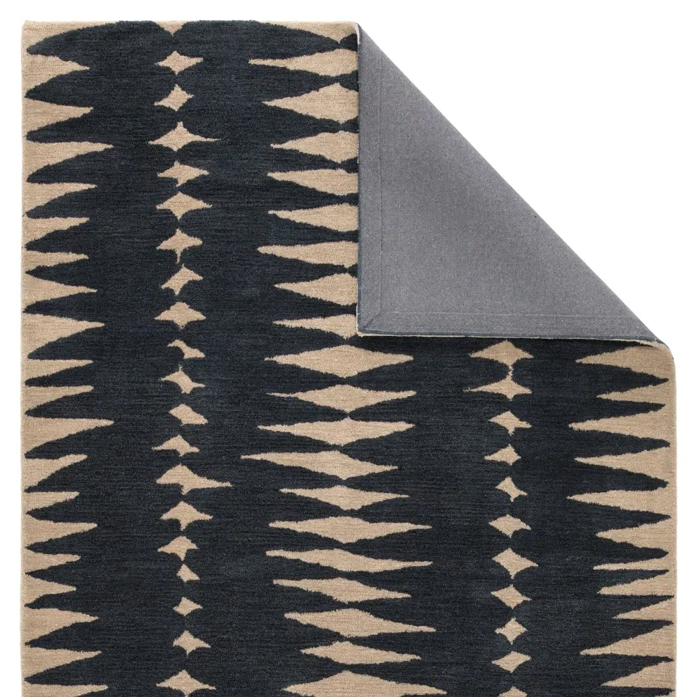 Annalise Geometric Patterned Rug - Blue, Wool
