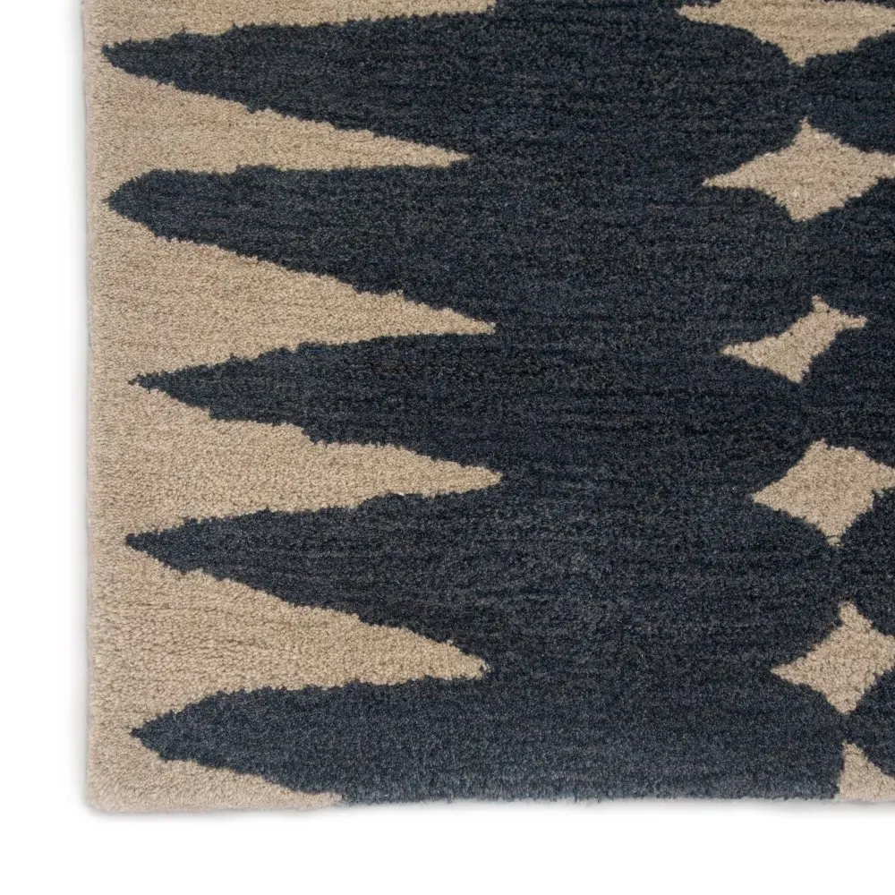 Annalise Geometric Patterned Rug - Blue, Wool