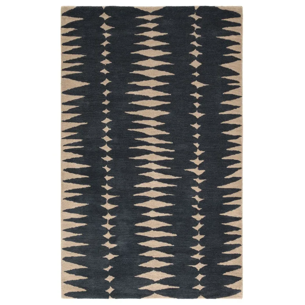Annalise Geometric Patterned Rug - Blue, Wool