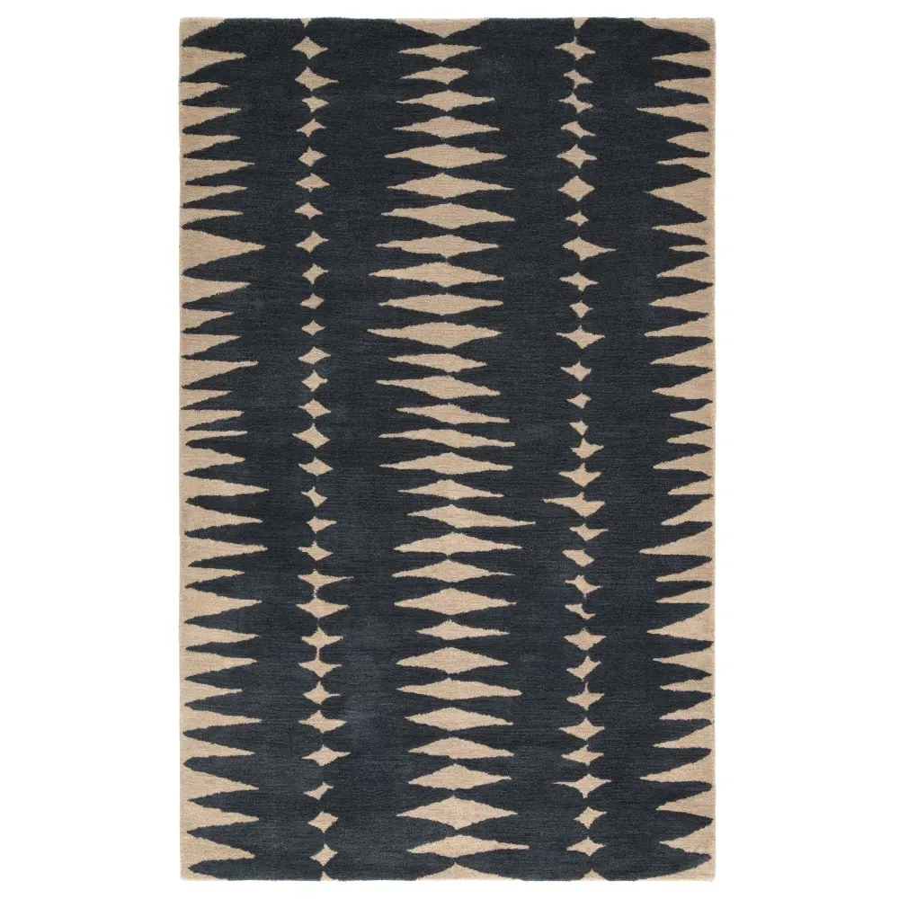 Annalise Geometric Patterned Rug - Blue, Wool