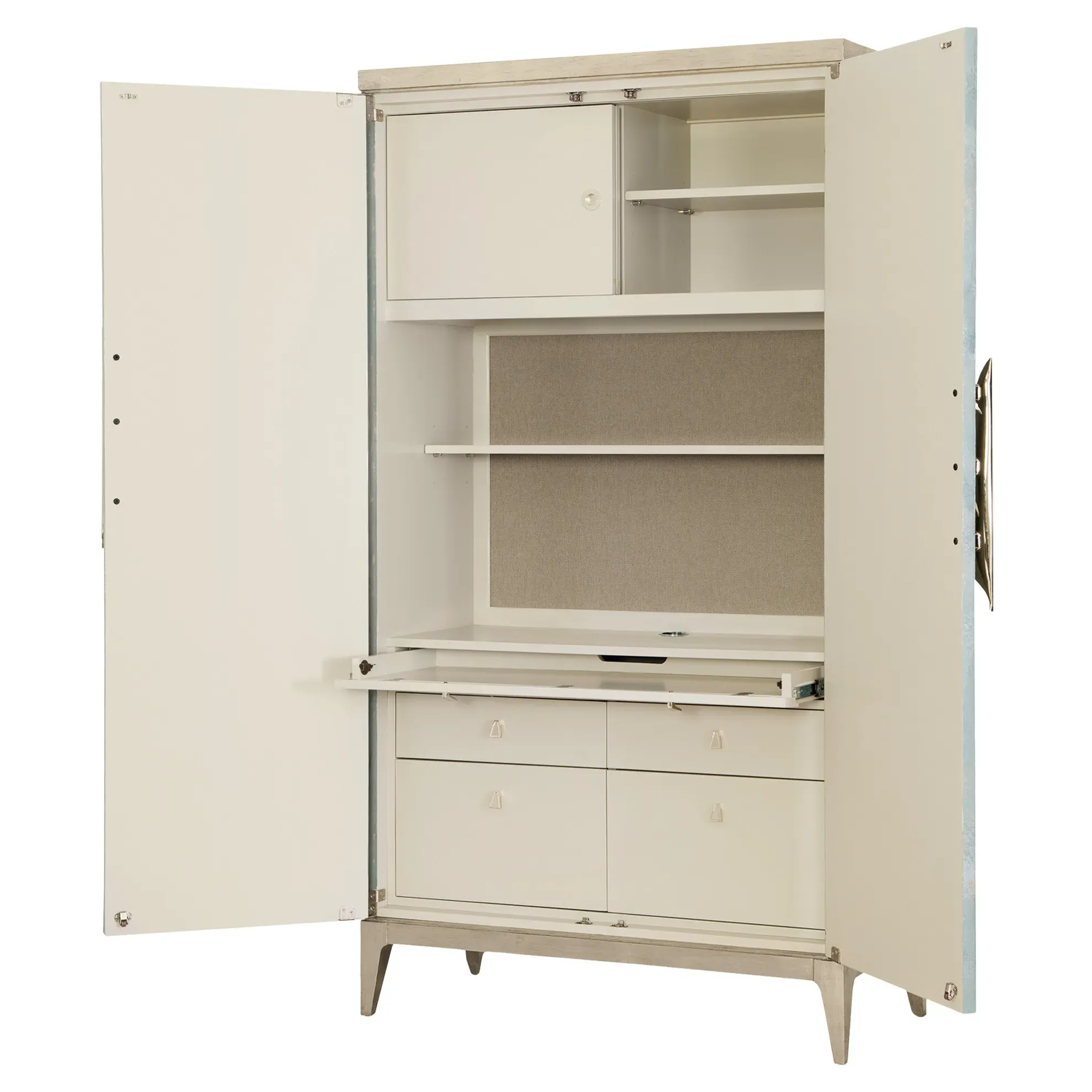 Annalise Secretary Desk with Storage - Blue, Pine