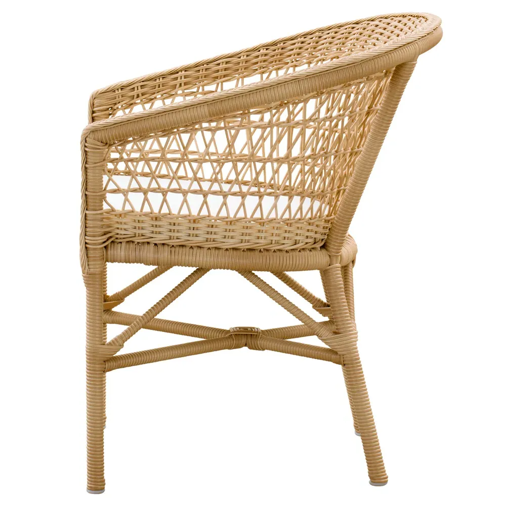 Anne Rattan Outdoor Dining Arm Chair with Cushion - White