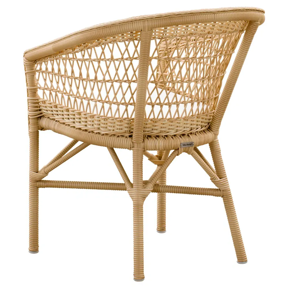 Anne Rattan Outdoor Dining Arm Chair with Cushion - White