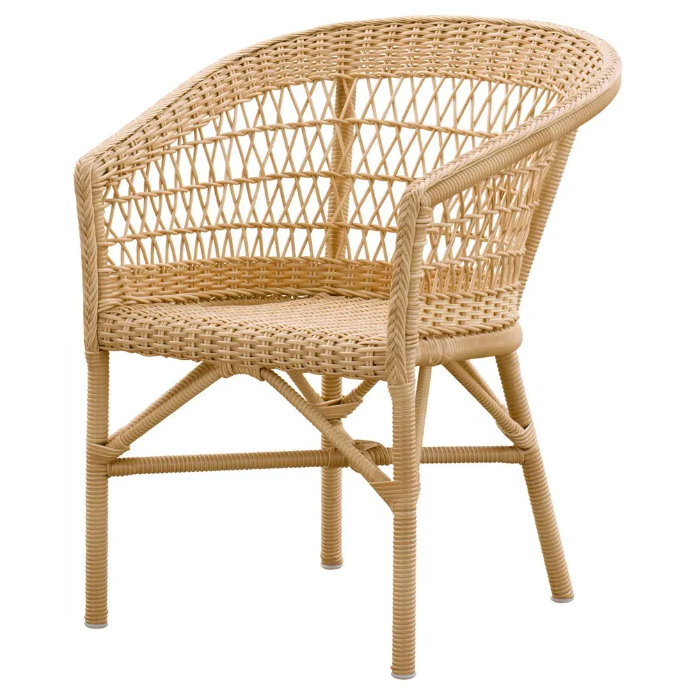 Anne Rattan Outdoor Dining Arm Chair with Cushion - White
