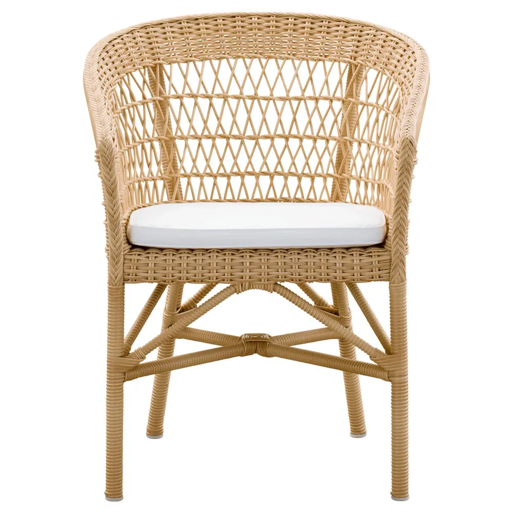 Anne Rattan Outdoor Dining Arm Chair with Cushion - White image