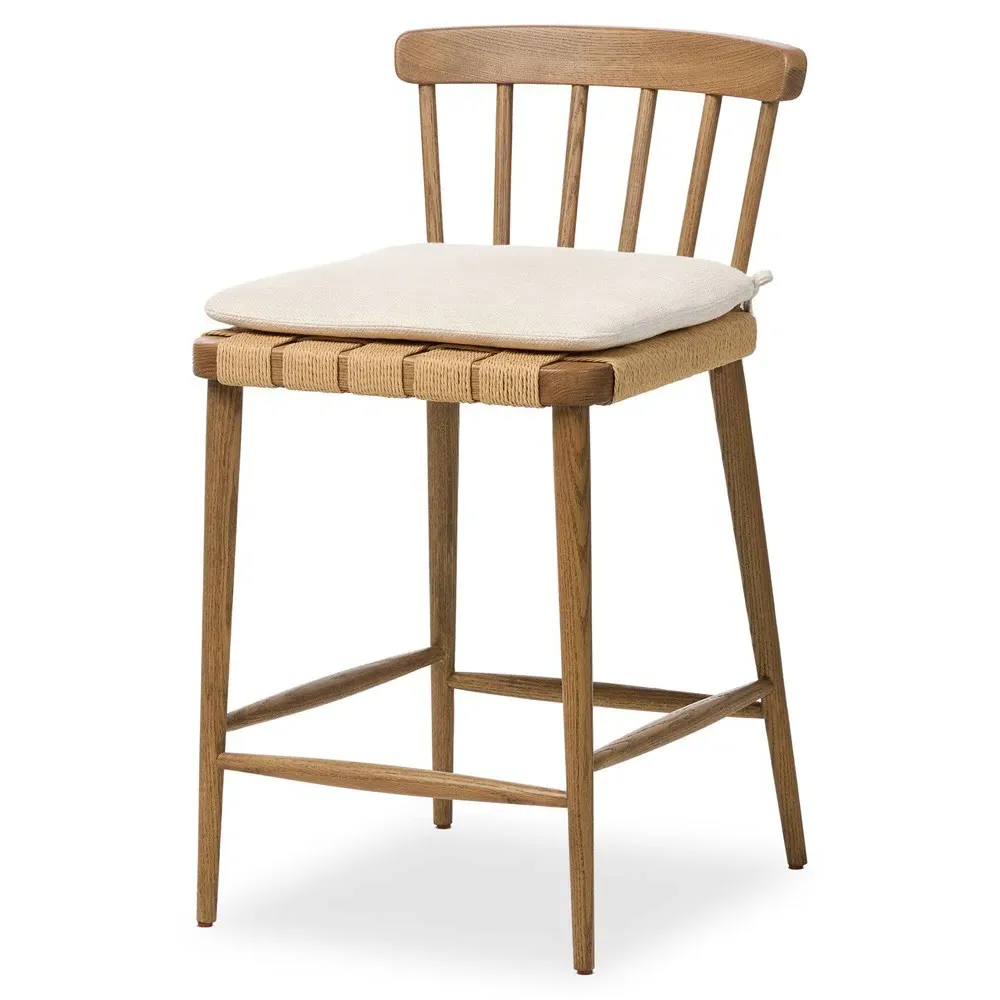 Anne Spindle Counter Stool - Cream, Oak
