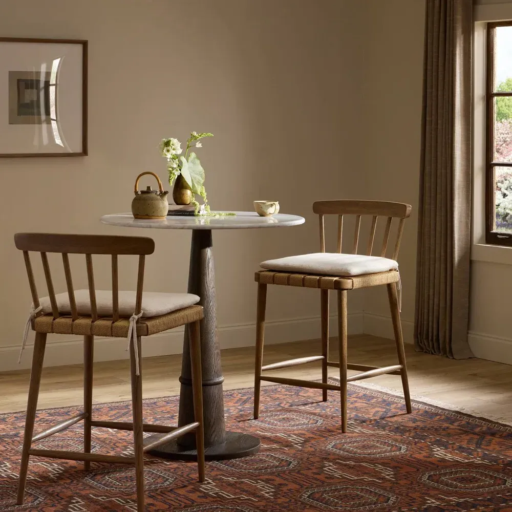 Anne Spindle Counter Stool - Cream, Oak