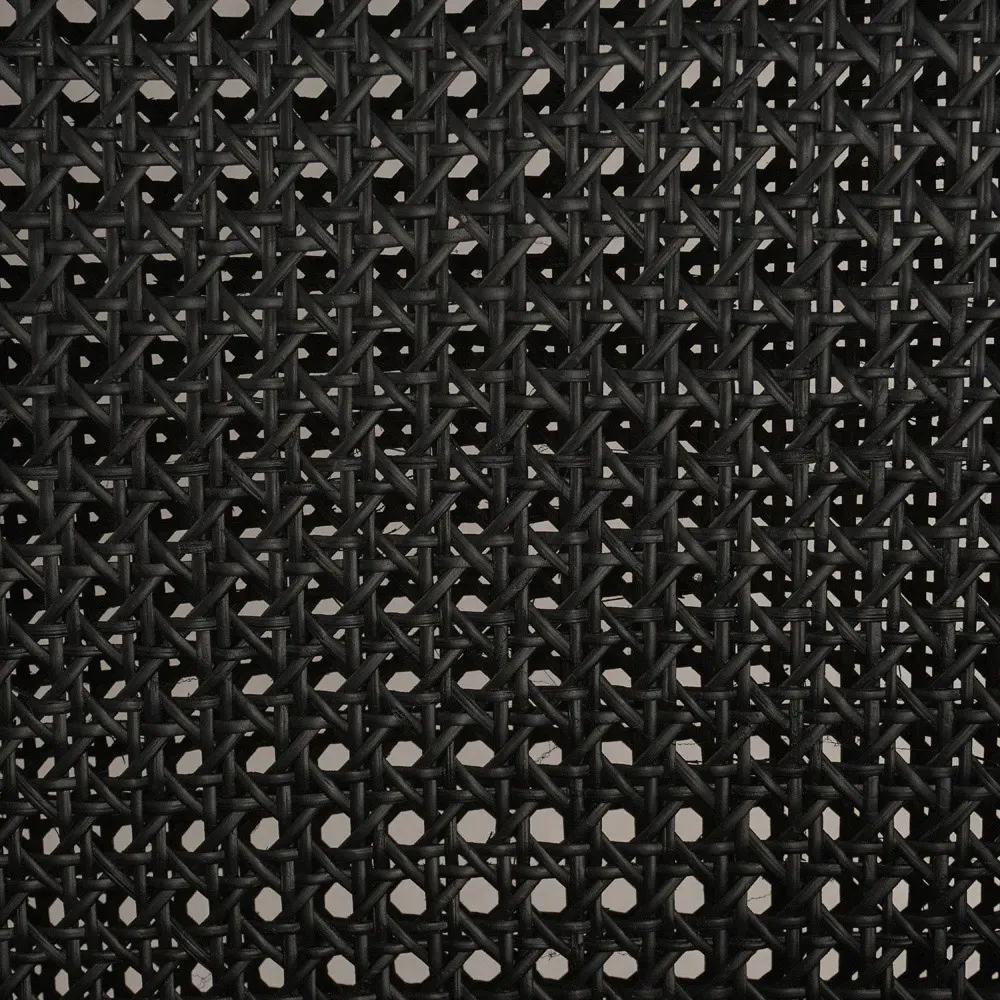 Annette Bar Stool with Cane Inlay - Black Leather, Ebony Oak