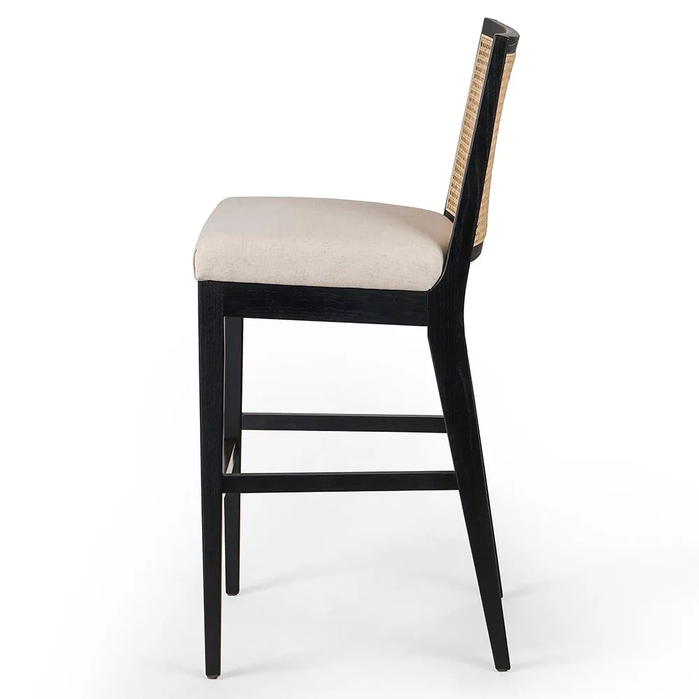 Annette Bar Stool with Cane Inlay - Black, Nettlewood