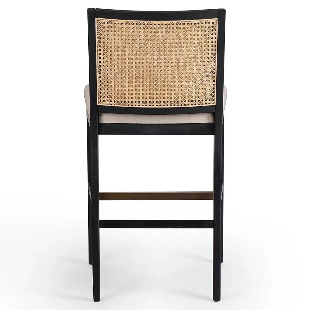 Annette Bar Stool with Cane Inlay - Black, Nettlewood