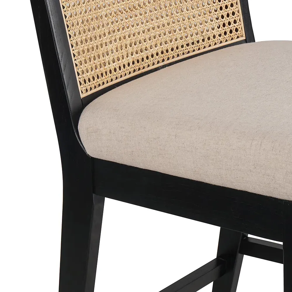 Annette Bar Stool with Cane Inlay - Black, Nettlewood