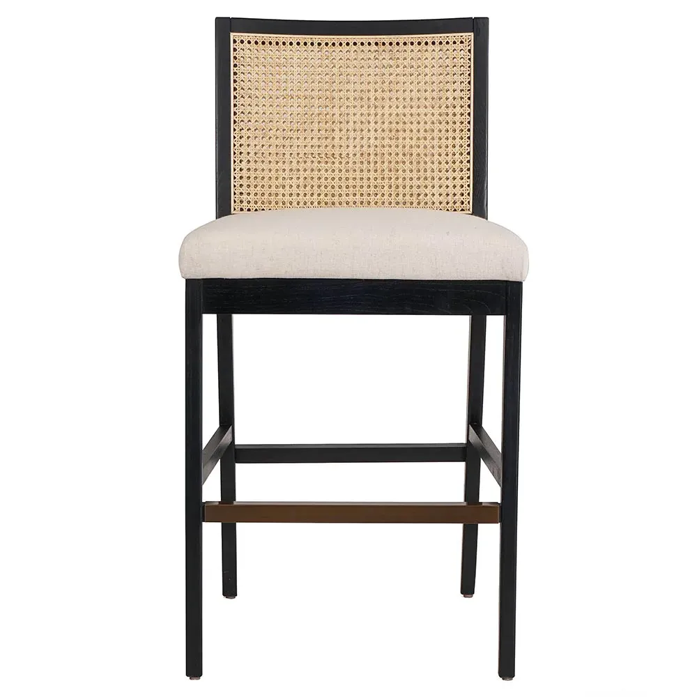 Annette Bar Stool with Cane Inlay - Black, Nettlewood