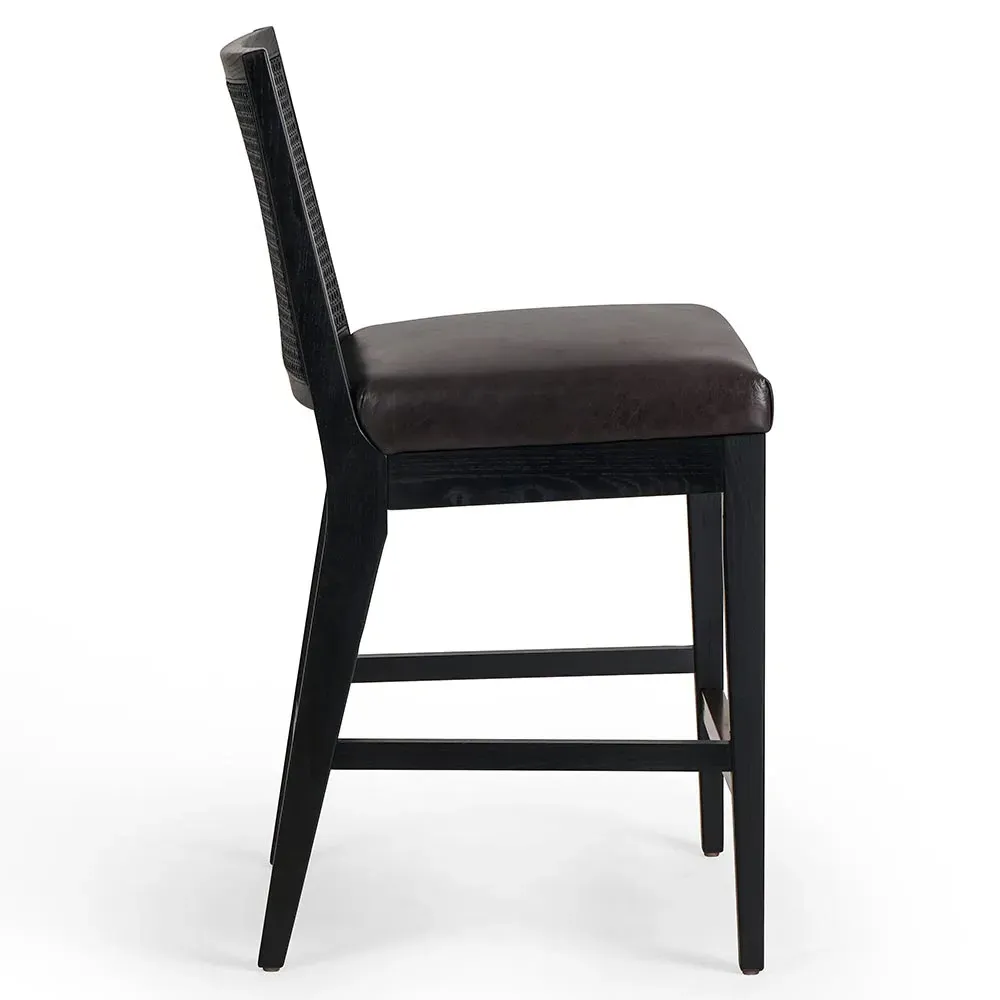 Annette Counter Stool - Black, Leather