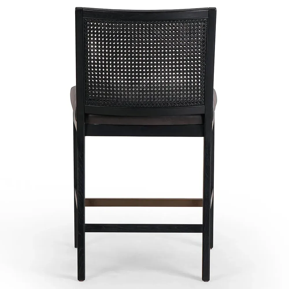 Annette Counter Stool - Black, Leather
