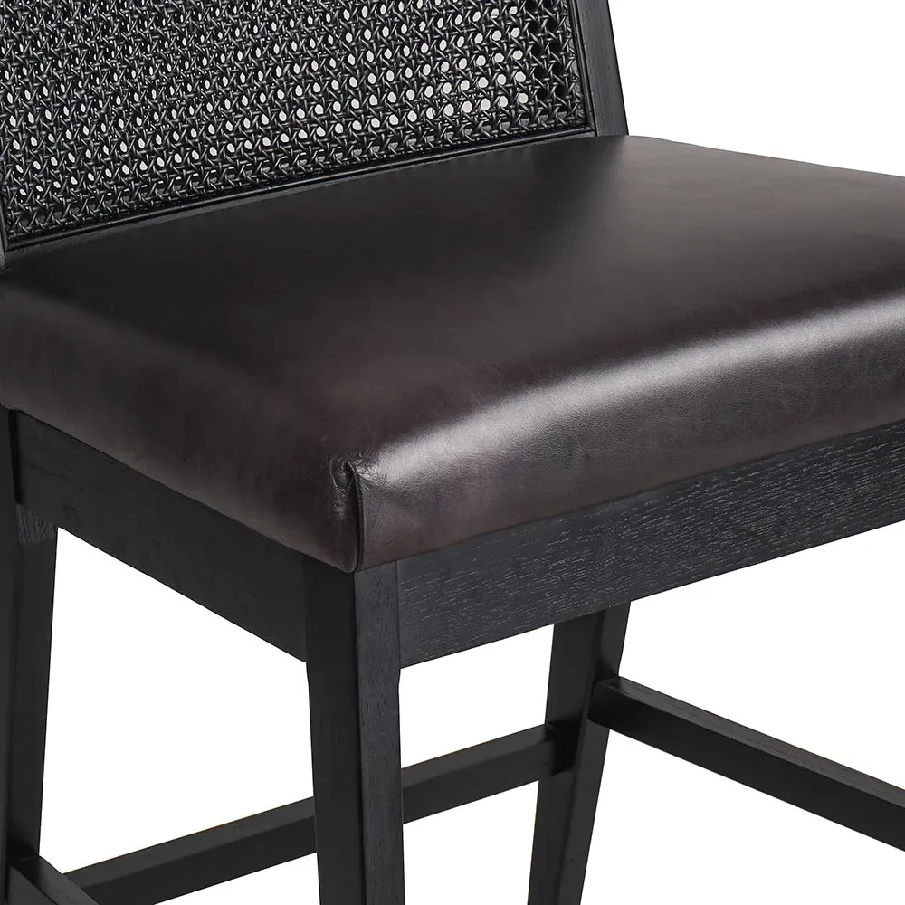 Annette Counter Stool - Black, Leather