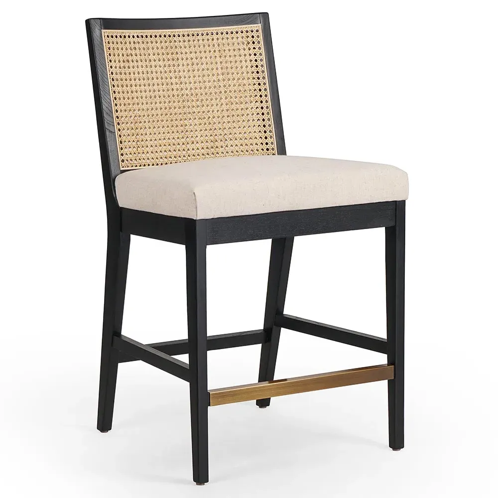 Annette Counter Stool with Cane Inlay - Black, Nettlewood