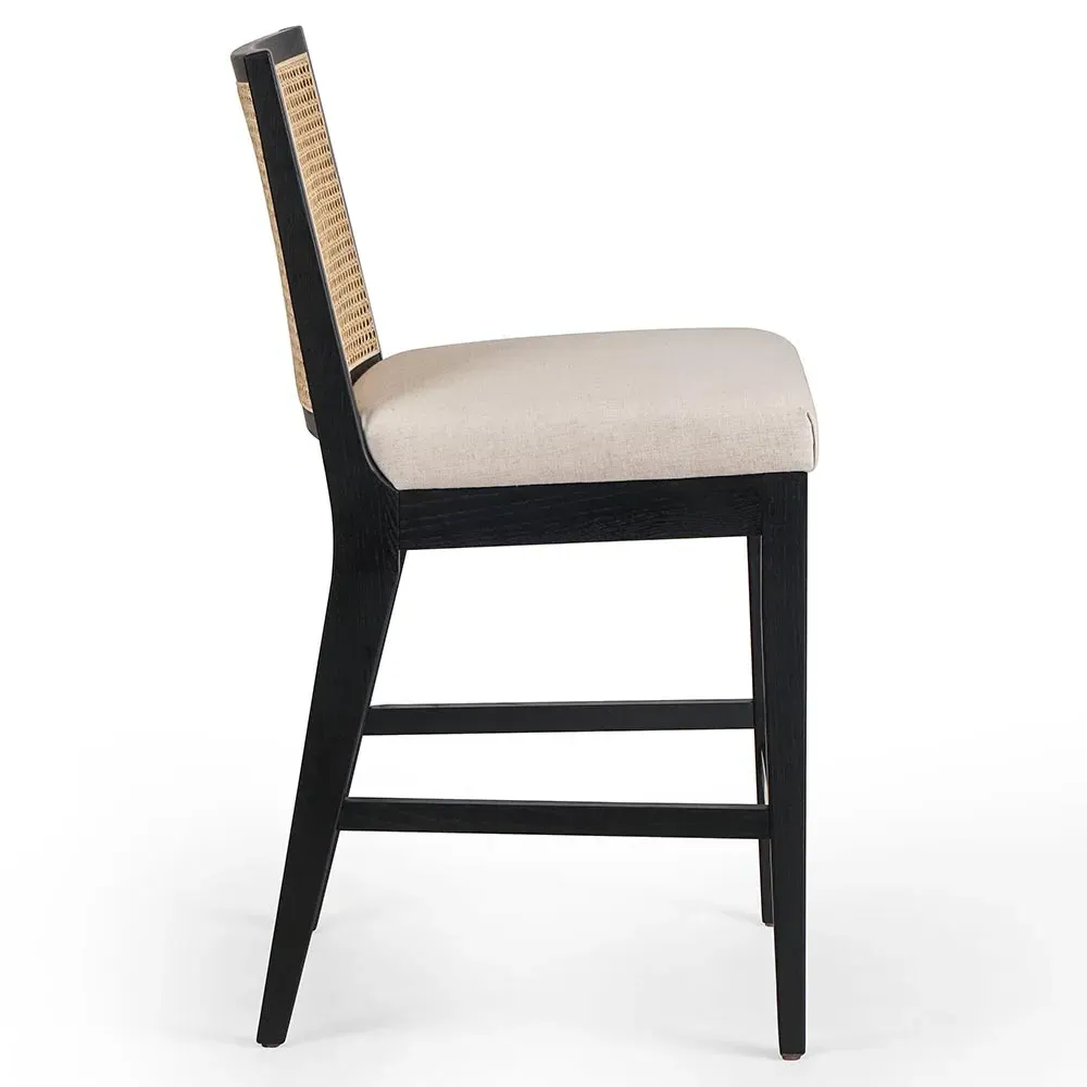 Annette Counter Stool with Cane Inlay - Black, Nettlewood