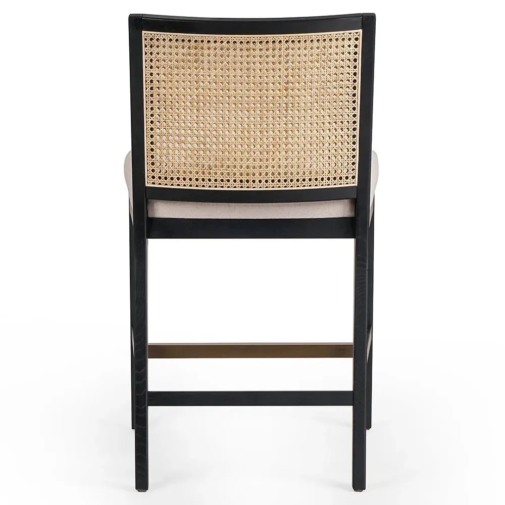 Annette Counter Stool with Cane Inlay - Black, Nettlewood
