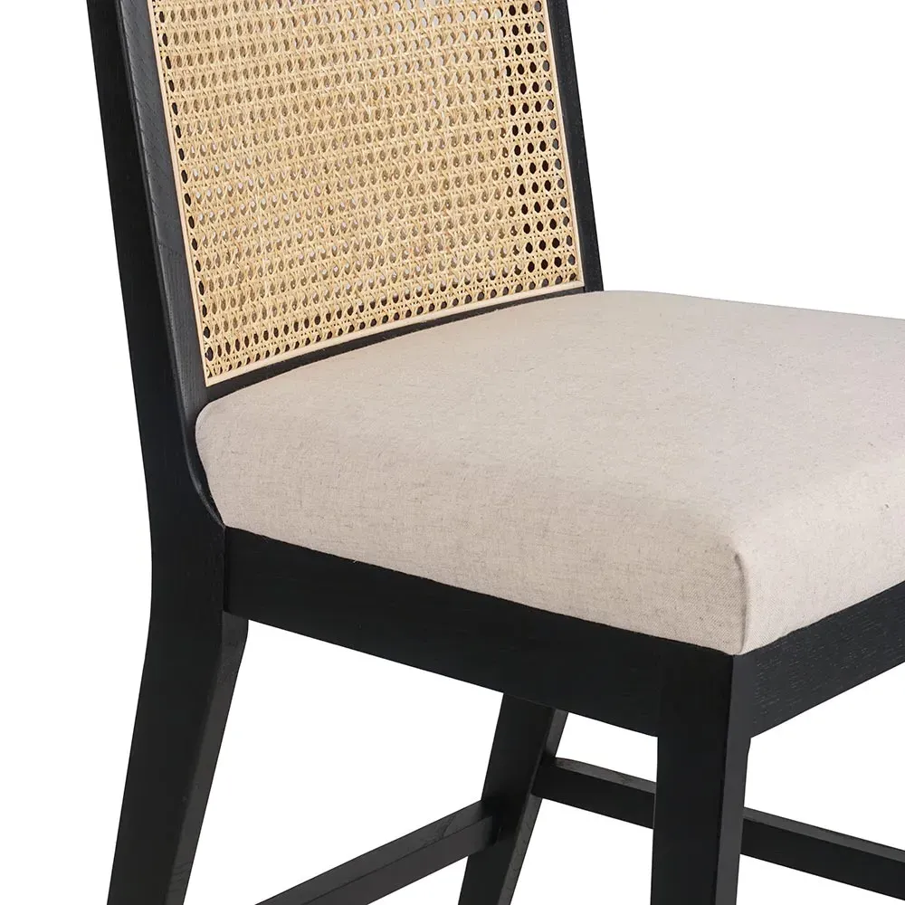 Annette Counter Stool with Cane Inlay - Black, Nettlewood