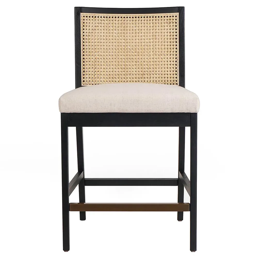 Annette Counter Stool with Cane Inlay - Black, Nettlewood image