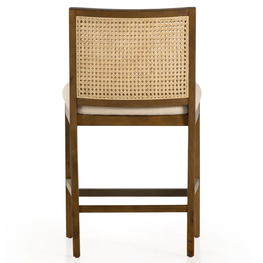 Annette Counter Stool with Cane Inlay - Brown, Parawood