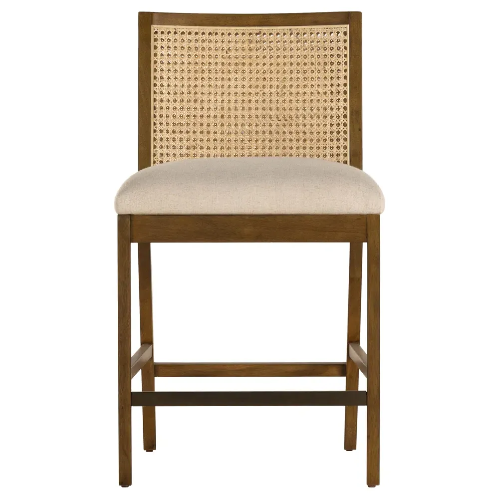 Annette Counter Stool with Cane Inlay - Brown, Parawood
