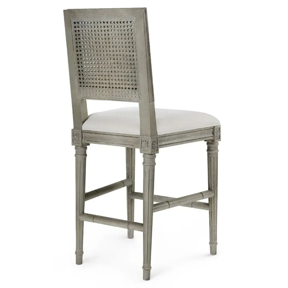 Annette French Counter Stool - Grey Oak, White Linen