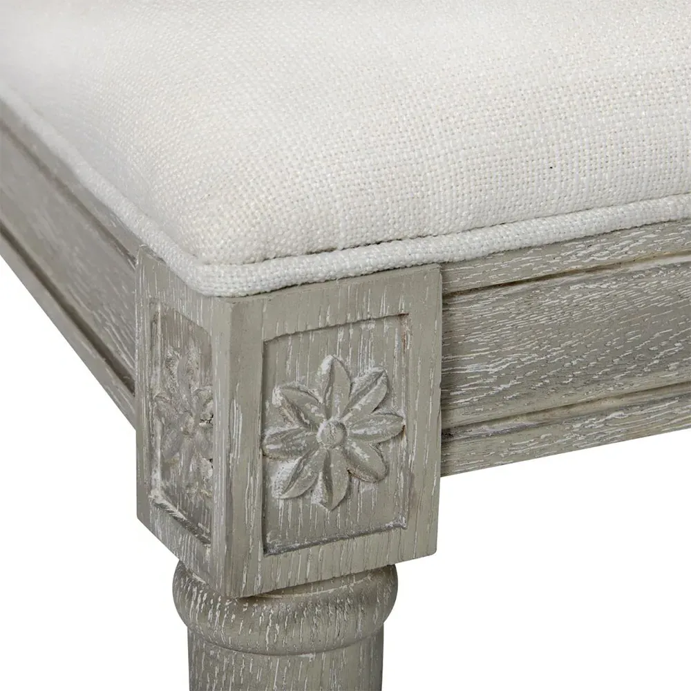 Annette French Counter Stool - Grey Oak, White Linen