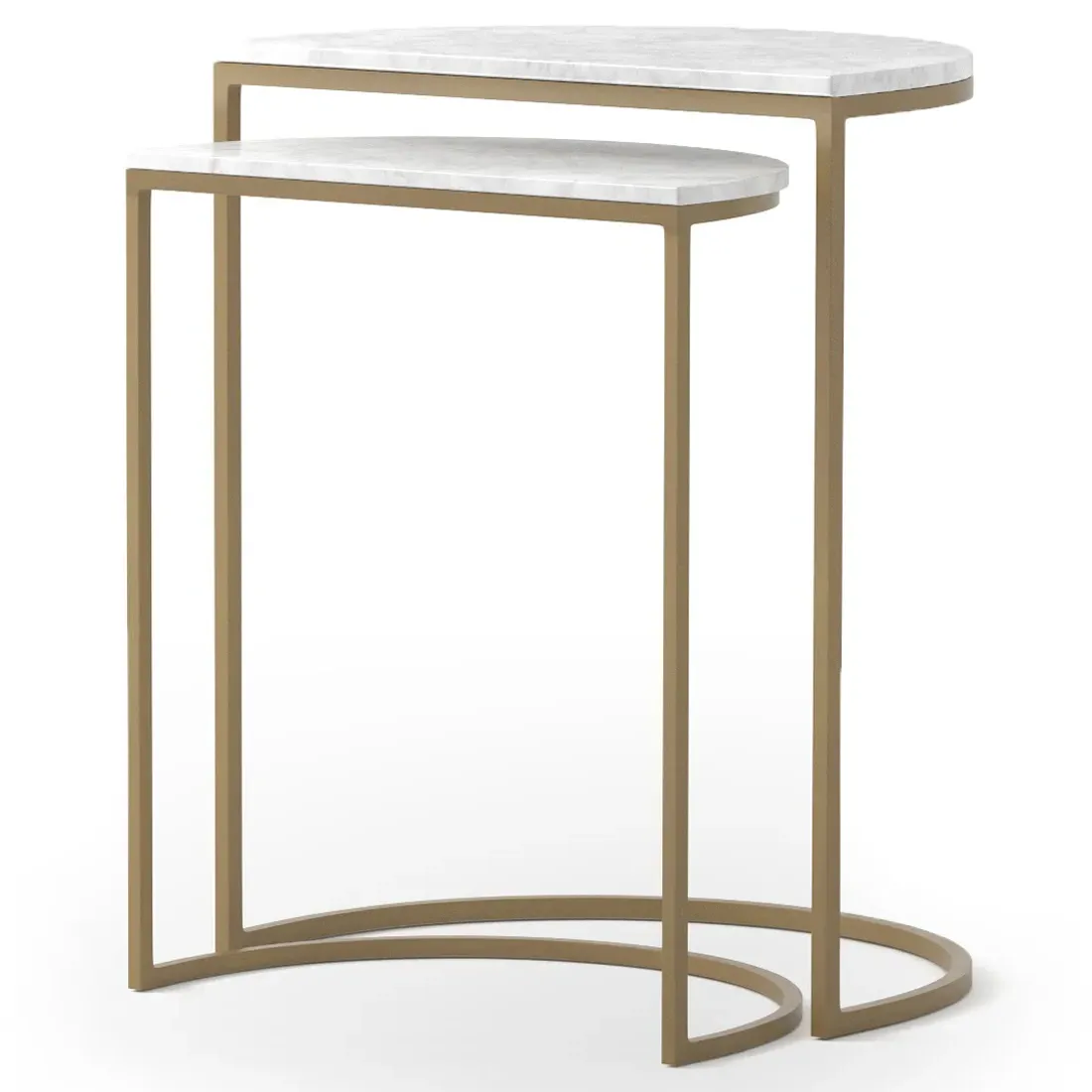 Annie Nesting Side Table - White, Marble