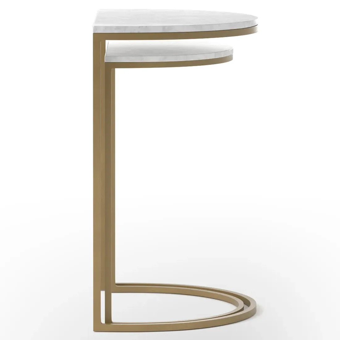 Annie Nesting Side Table - White, Marble