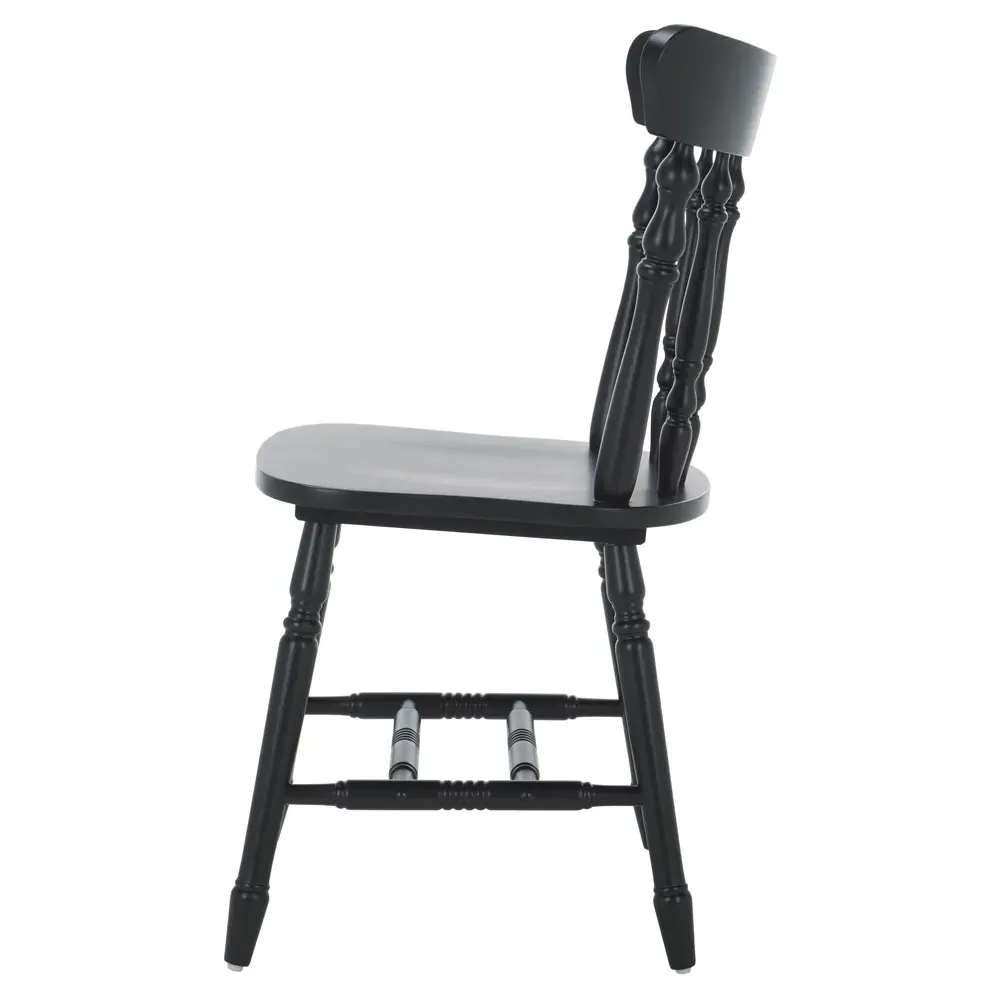 Annie Windsor Dining Chair Set of 2 - Black, Rubberwood