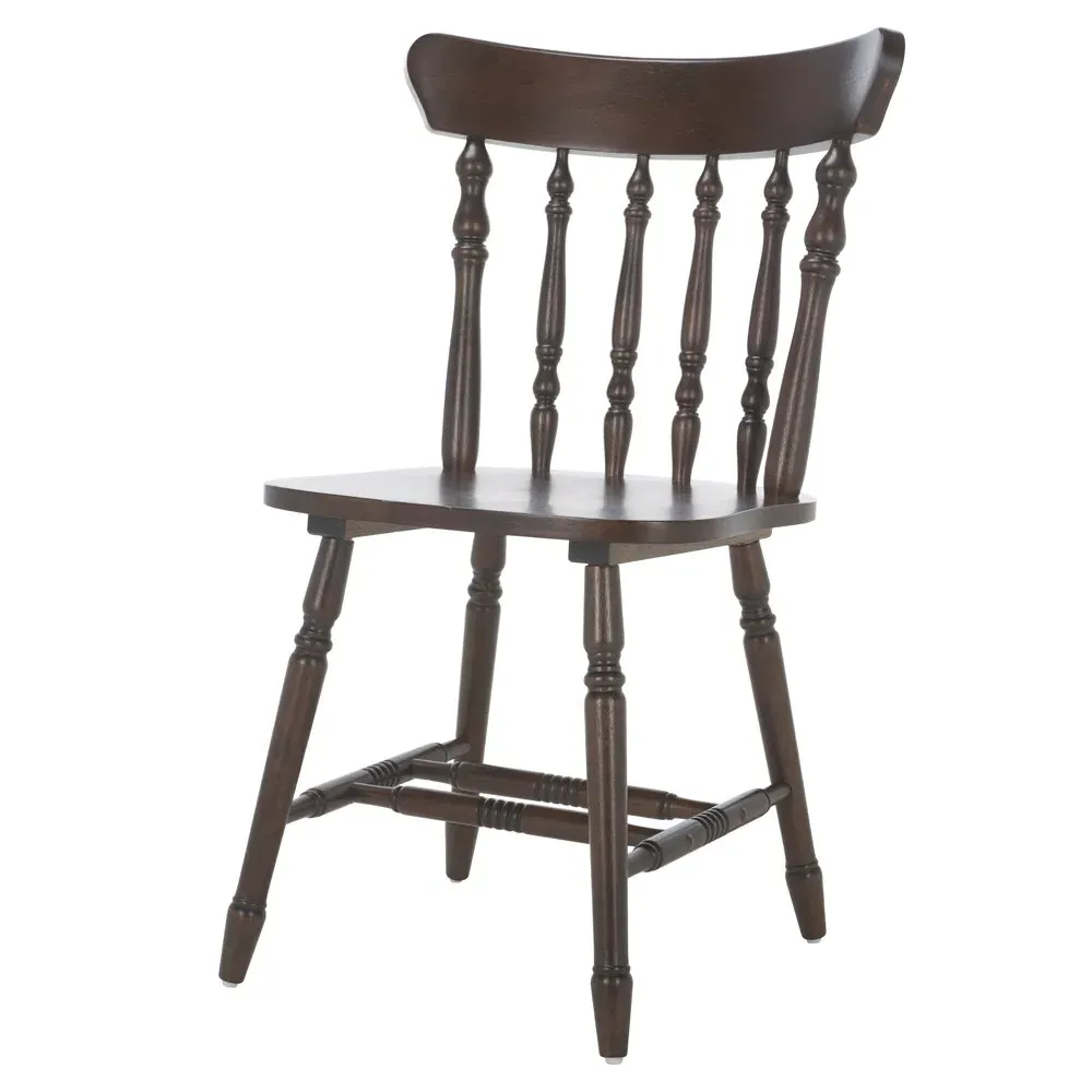 Annie Windsor Dining Chair Set of 2 - Dark Brown, Rubberwood